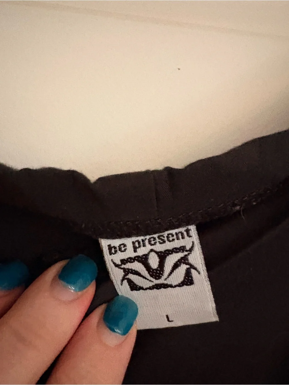 Be Present discontinued Black pants with Pink Embroidered Lotus